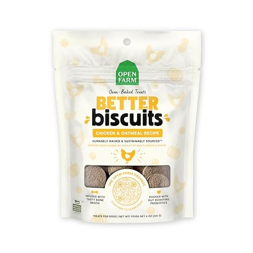 Open Farm Better Biscuits Chicken and Oatmeal with Probiotics Oven-Baked Crunchy Dog Treats - 8 Oz - Case of 12