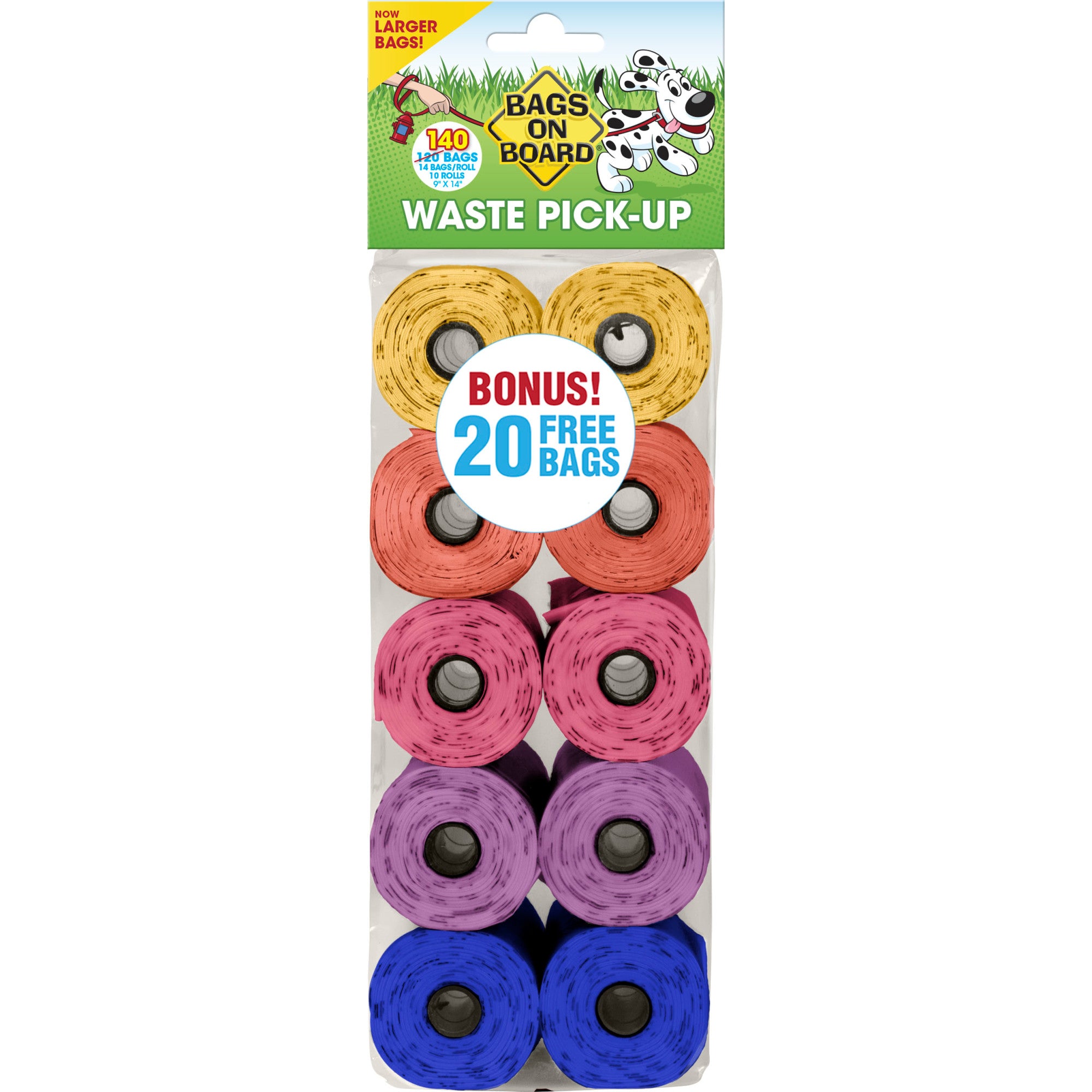 Bags On Board Assorted Rainbow Colored Wastebags Re-fill Pack - 140 Bags Default Title