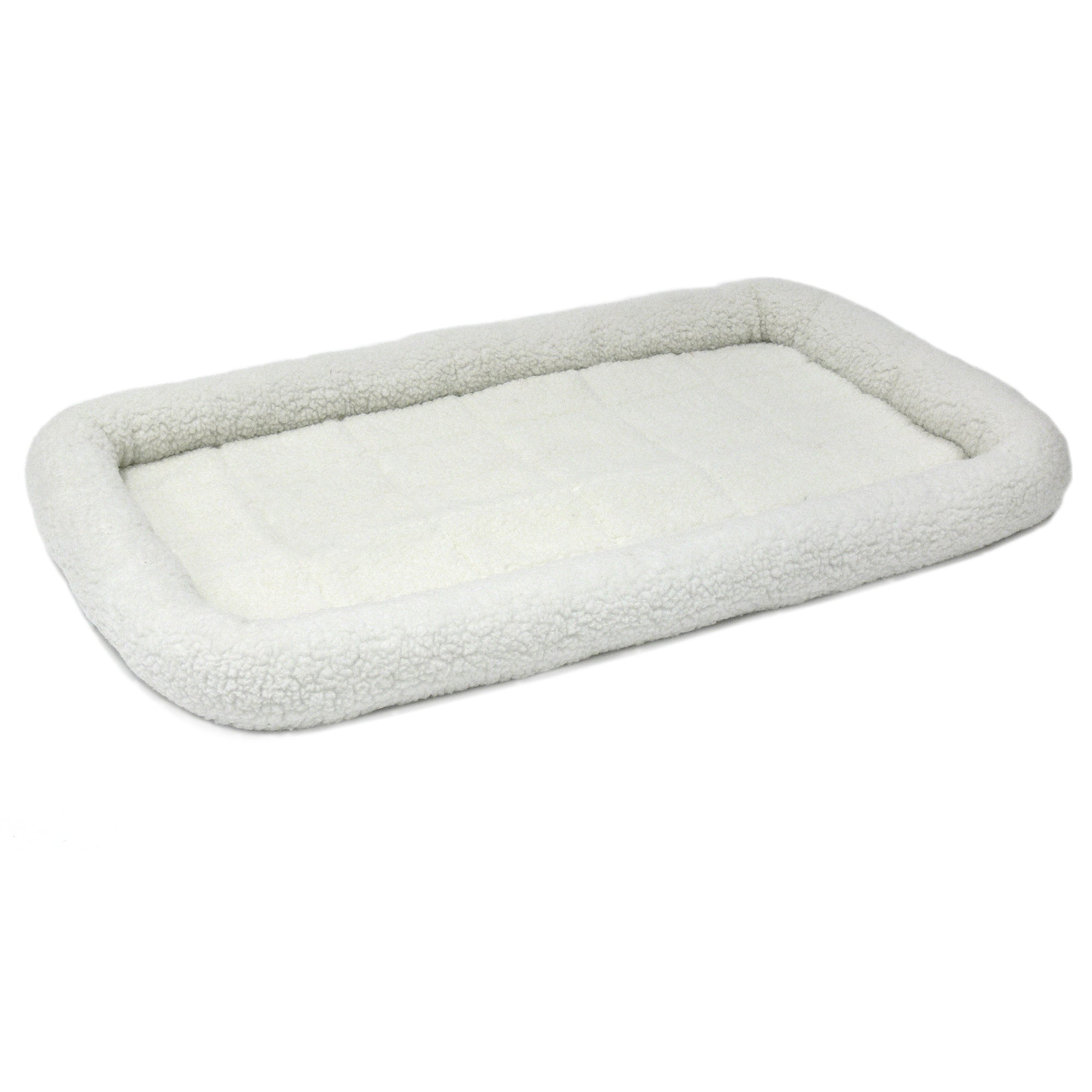 Midwest Homes Quite Time Fleece Machine Washable Rectangular Bolster Pet Bed or Crate Mat White XXL - L:48 X W:30 In