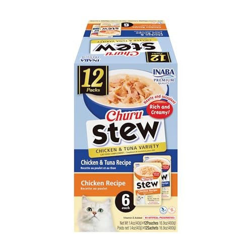 Inaba Churu Stew Chicken and Tuna Wet Cat Food or Topper Pouch - Variety Pack - 1.4 Oz - 12 Pack Default Title