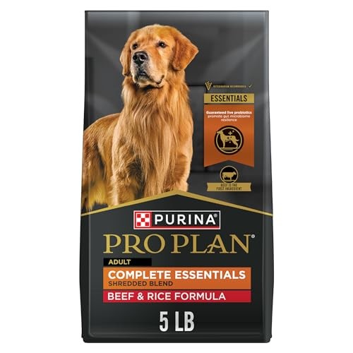 Purina Pro Plan Complete Essentials Shredded Blend Beef and Rice Adult Dry Dog Food - 5 Lbs - Case of 5 Default Title