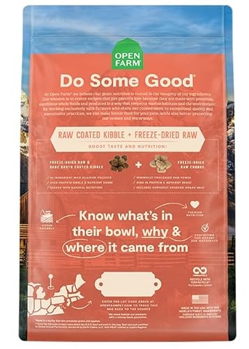 Open Farm Grain-Free RawMix Tide and Terrain Beef Pollock Salmon Freeze-Dried Raw and Broth Coated Dry Dog Food - 20 Lbs