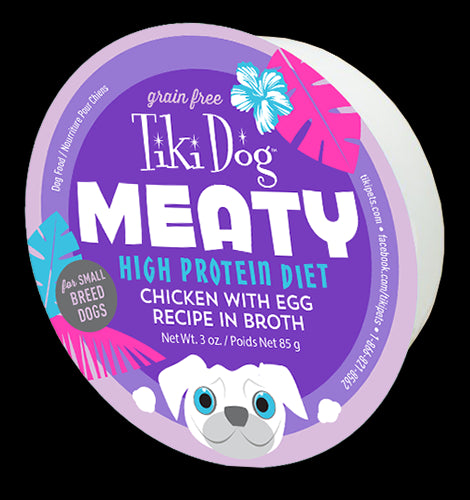 Tiki Dog High-Protein Grain-Free Meaty Chicken and Egg in Broth Wet Dog Food Trays - 3 Oz - Case of 4 Default Title