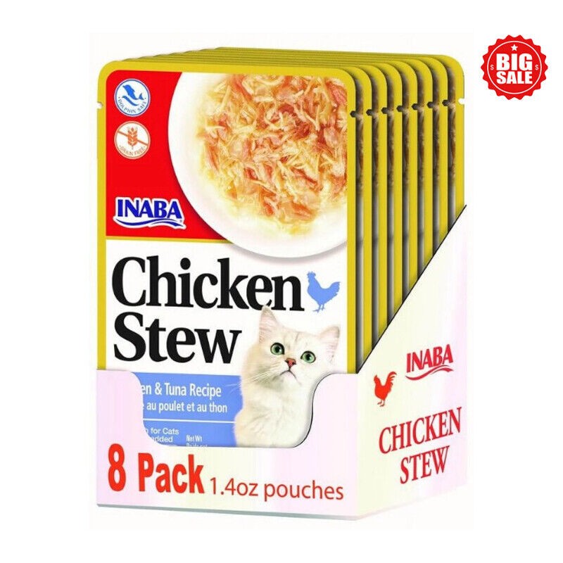 Inaba Chicken Stew with Chicken and Tuna Wet Cat Food or Topper Pouch - 1.4 Oz - 8 Pack Default Title