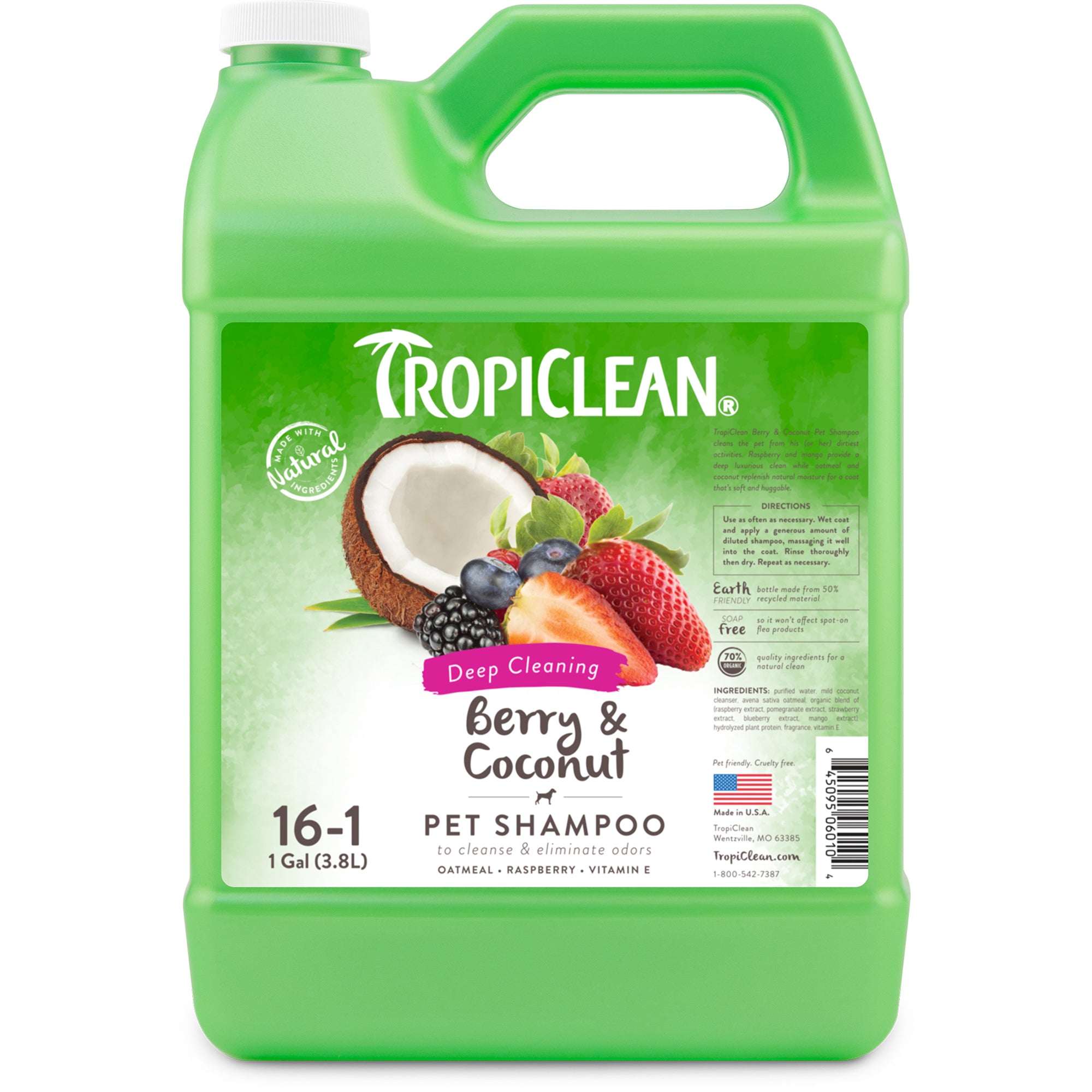 Tropiclean Berry and Coconut Deodorizing Deep Cleansing Professional Cat and Dog Shampoo - 1 Gallon