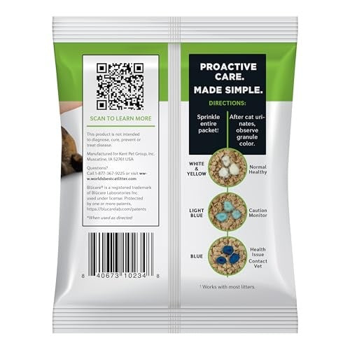 World's Best Cat Litter Booster's Health Check-in UTI Monitoring Color Changing Indicator Unscented Starch Cat Litter Additive - 12 Grams - Case of 8