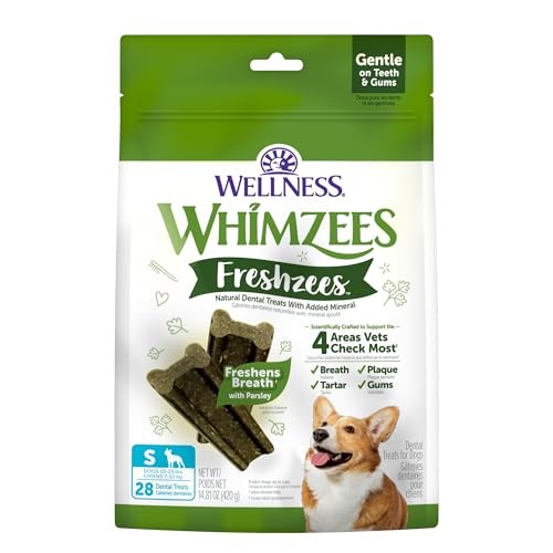 Whimzees Freshzees Oral Health Fresh Breath with Parsley Natural Dental Dog Treats - 14.81 Oz Small - 28 Count