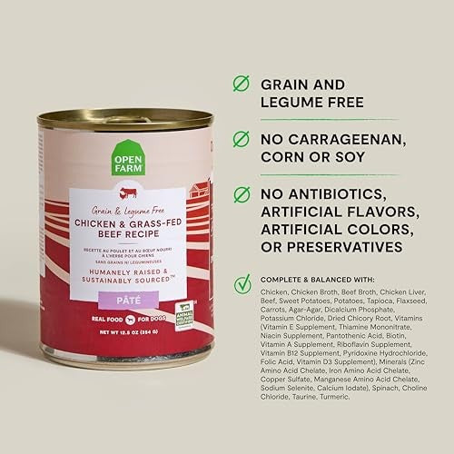 Open Farm Grain-Free Chicken and Grass-Fed Beef Pate Canned Dog Food - 12.5 Oz - Case of 12