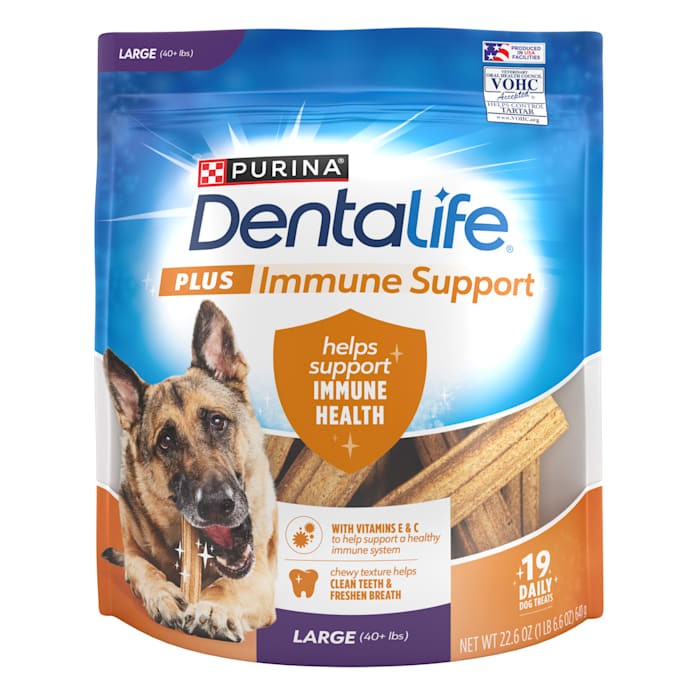 Purina DentaLife + Immune Support Chicken Apple and Blueberry Dental Dog Treats - Large 19 Count - 22.6 Oz - Case of 4