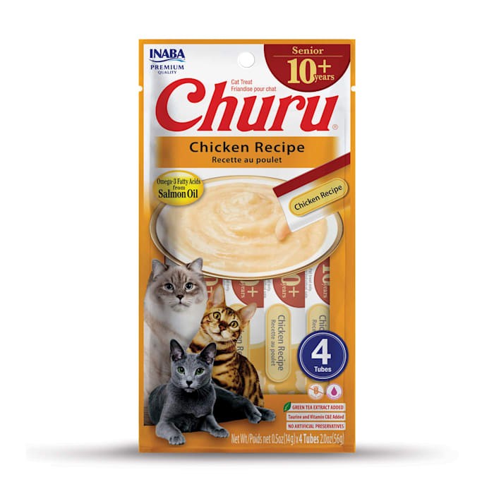 Inaba Churu Mature Chicken and Omega-3 Senior 10+ Lickable Creamy Cat Treats - .5 Oz - 4 Pack - Case of 6 Default Title