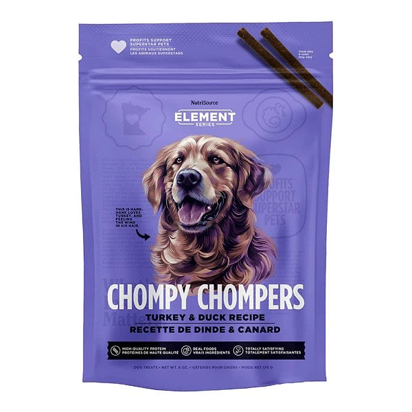 Nutrisource Element Series Chompy Chompers Turkey and Duck Crunchy Biscuit Dog Treats - 6 Oz - Case of 12