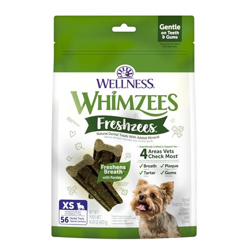Whimzees Freshzees Oral Health Fresh Breath with Parsley Natural Dental Dog Treats - 14.81 Oz Extra Small - 56 Count
