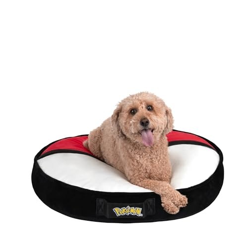 Jazzwares Pokemon Poke Bowl Pillow Bolster Rounded Cat and Dog Bed - 30 Inch