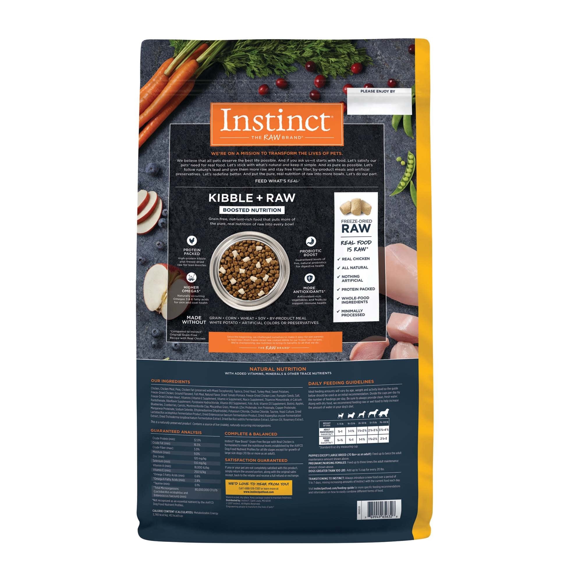Instinct Raw Boost Grain-Free Chicken Kibble and Freeze-Dried Raw Dog Food - 20 Lbs