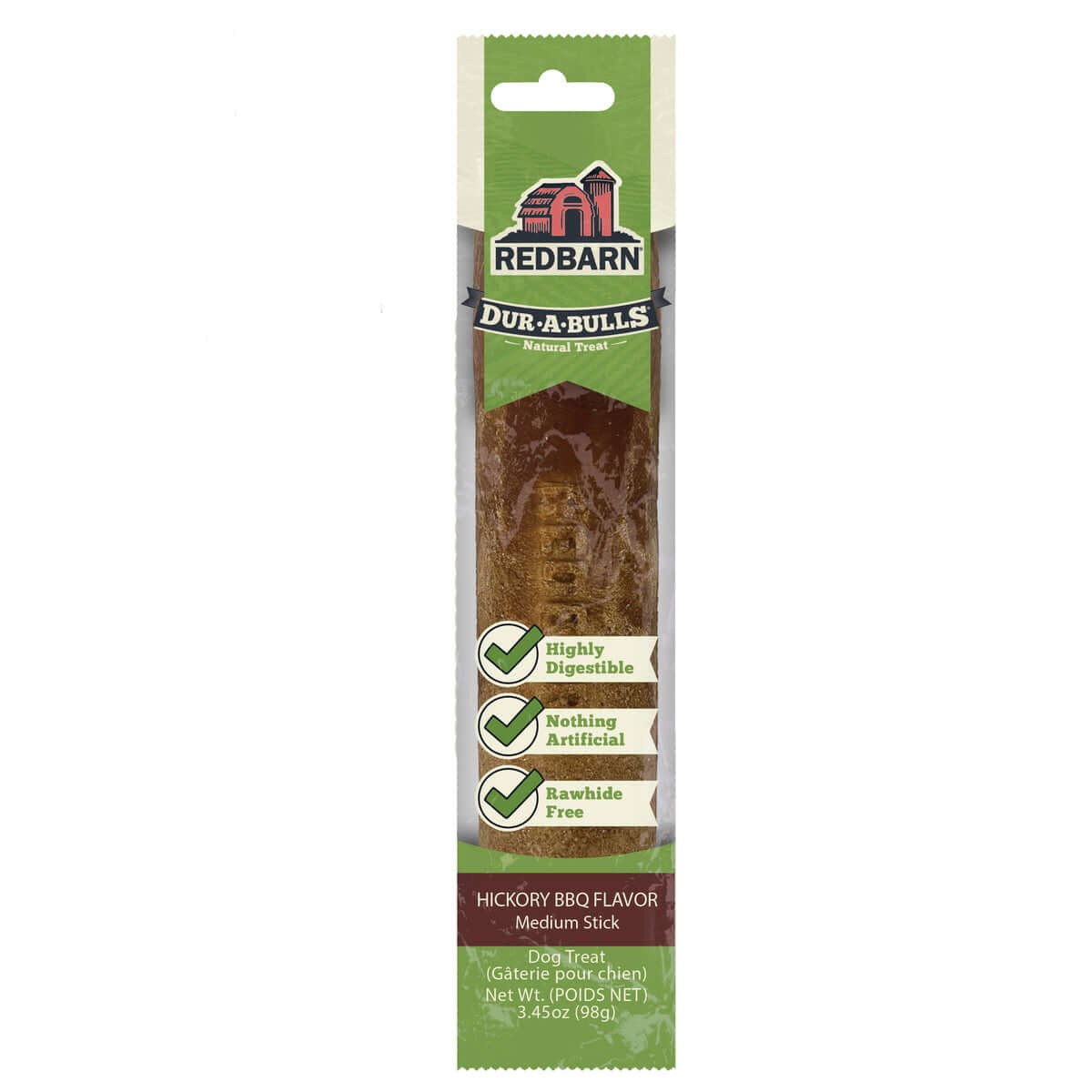 Red Barn Dur-A-Bulls Stick Rawhide-Free Hickory Barbecue Flavor Hard Chew Dog Treat - Medium - Case of 40 Default Title