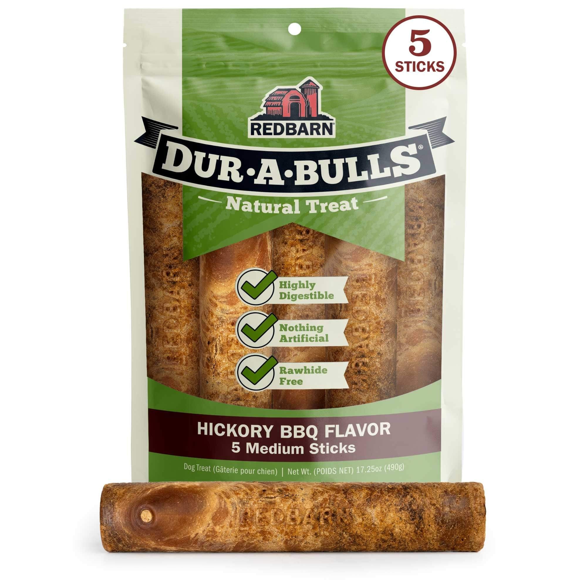Red Barn Dur-A-Bulls Bone Rawhide-Free Hikory Barbecue Flavor Hard Chew Dog Treat Medium - 5 Pack
