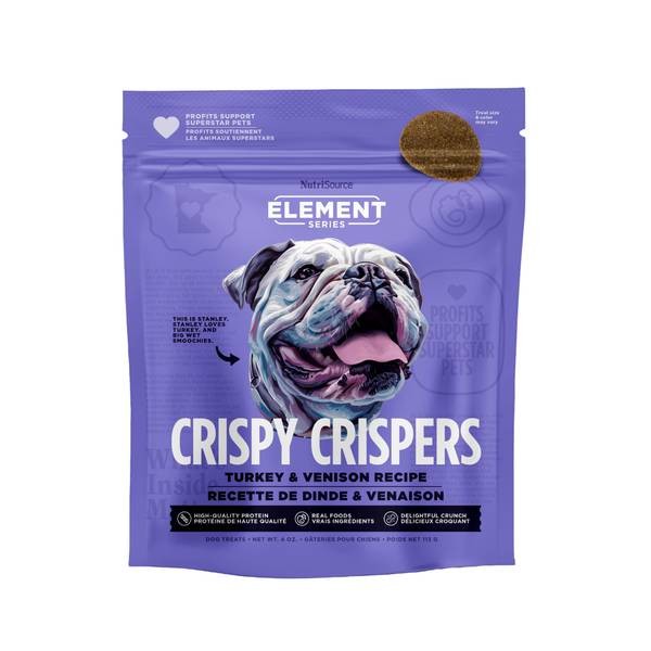 Nutrisource Element Series Crispy Crispers Turkey and Venison Crunchy Biscuit Dog Treats - 4 Oz - Case of 12