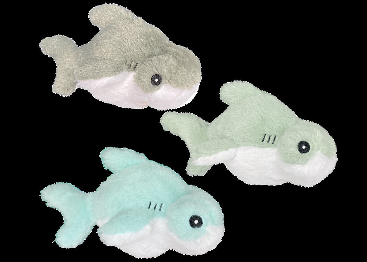 Multipet Margaritaville Hammerhead Fins Up Shark Squeak and Plush Dog Toy - Assorted Color - 7 Inch