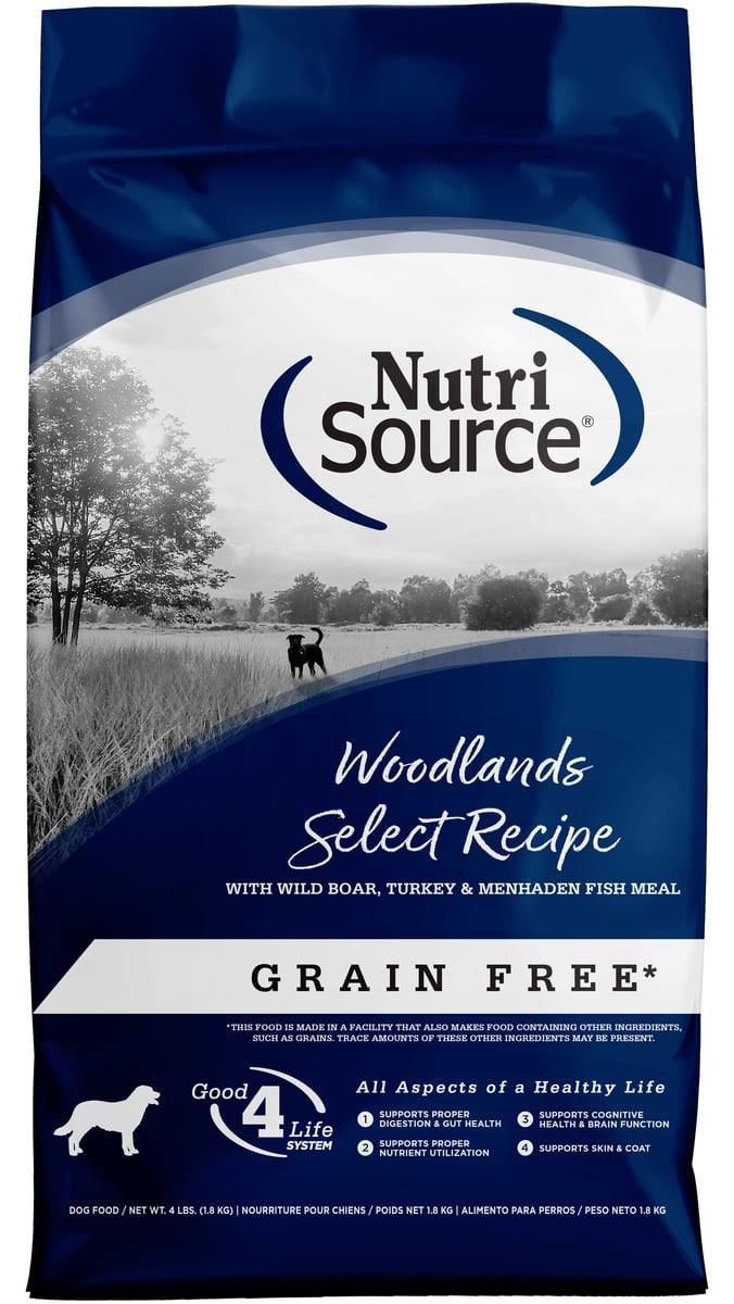 Nutrisource Grain-Free Woodlands Select Recipe Wild Boar Turkey and Menhaden Dry Dog Food - 4 Lbs - Case of 8
