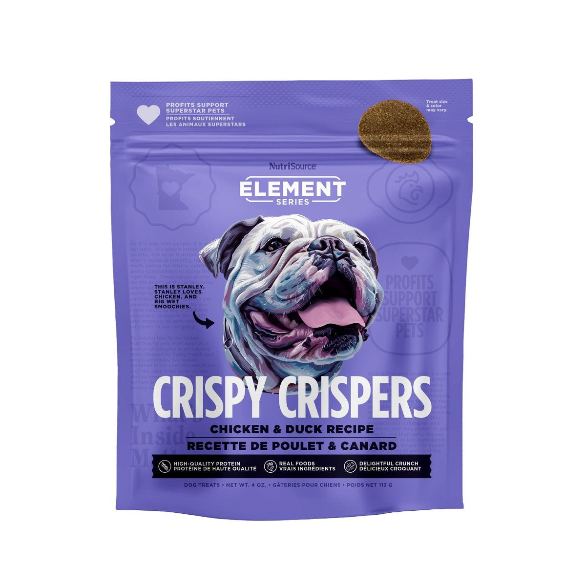 Nutrisource Element Series Crispy Crispers Chicken and Duck Crunchy Biscuit Dog Treats - 4 Oz - Case of 12