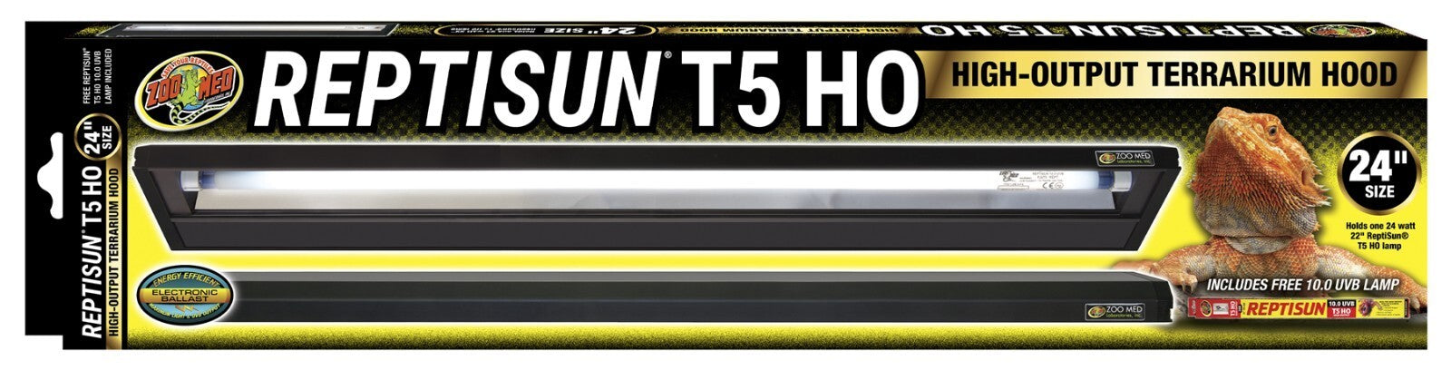 Zoo Med Laboratories ReptiSun T5 High-Output UVB Terrarium Light Fixture and Hood 24 Inch