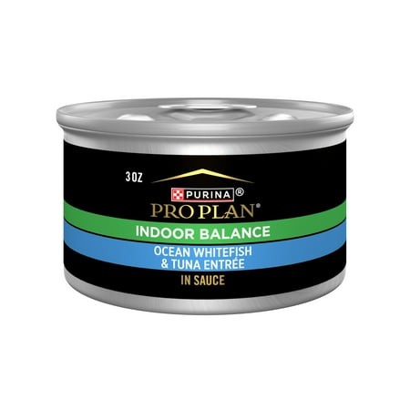 Purina Pro Plan Indoor Balance Ocean Whitefish and Tuna Entrée in Gravy Canned Cat Food - 3 Oz - Case of 24 Default Title