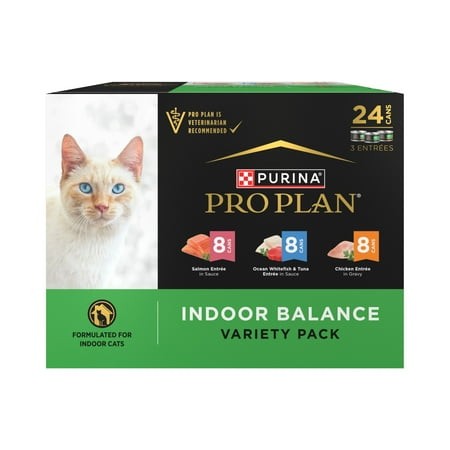 Purina Pro Plan Indoor Balance Turkey Chicken Whitefish Tuna in Gravy Canned Cat Food - Variety Pack - 3 Oz - Case of 24 Default Title