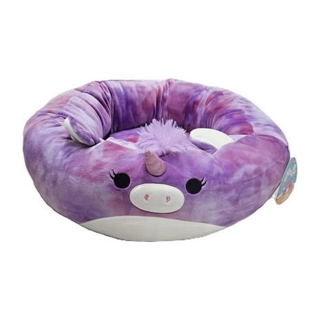 Jazzwares Squishmallows Lola Unicorn Round Ultra-Soft Cat and Dog Bed - Purple Small - 20 Inch