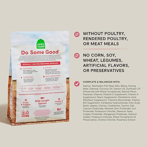 Open Farm Skin and Coat Health Wild-Caught Salmon and Oatmeal Recipe Dry Dog Food - 4 Lbs