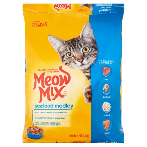 Meow-Mix Seafood Medley Tuna Shrimp Crab and Trout Dry Cat Food - 14.2 Lbs Default Title