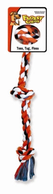 Mammoth Pet Products 3-Knotted Cotton Rope and Tug Dog Toy - Multi-Color Small - 15 Inch
