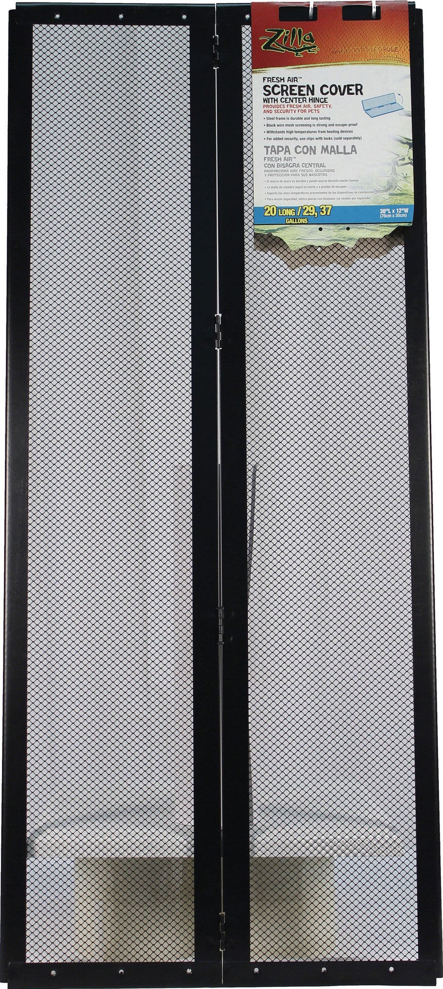 Zilla Fresh Air Screen Cover with Center Hinge for Terrariums or Aquariums - L:30 X W:12 Inches