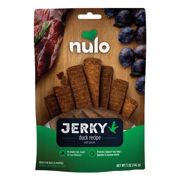 Nulo Grain-Free High-Protein Digestive and Immune Health Duck with Plums Premium Strips Jerky Dog Treats - 5 Oz Default Title