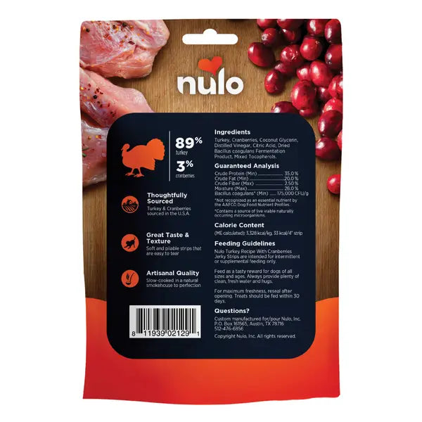 Nulo Freestyle Grain-Free High-Protein Turkey with Cranberries Strips Premium Jerky Dog Treats - 5 Oz