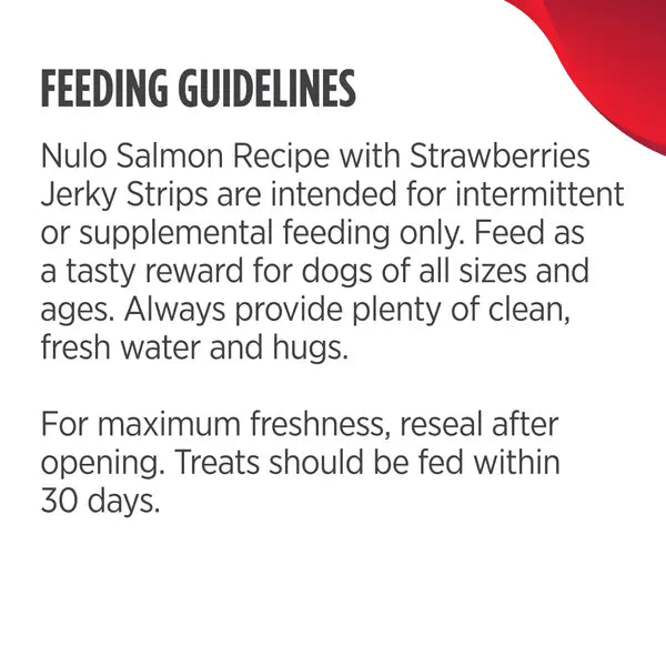 Nulo Grain-Free High-Protein Digestive and Immune Health Salmon with Strawberries Premium Strips Jerky Dog Treats - 5 Oz