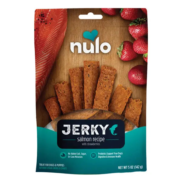 Nulo Grain-Free High-Protein Digestive and Immune Health Salmon with Strawberries Premium Strips Jerky Dog Treats - 5 Oz Default Title