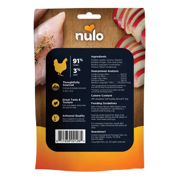 Nulo Freestyle Grain-Free High-Protein Chicken with Apple Strips Premium Jerky Dog Treats - 5 Oz