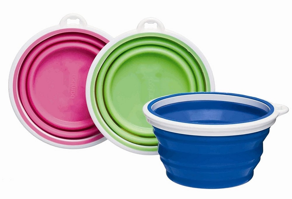 Petmate Bamboo Silicone Pop-Up Travel Cat and Dog Bowl - Assorted Color Small - 1 Cup