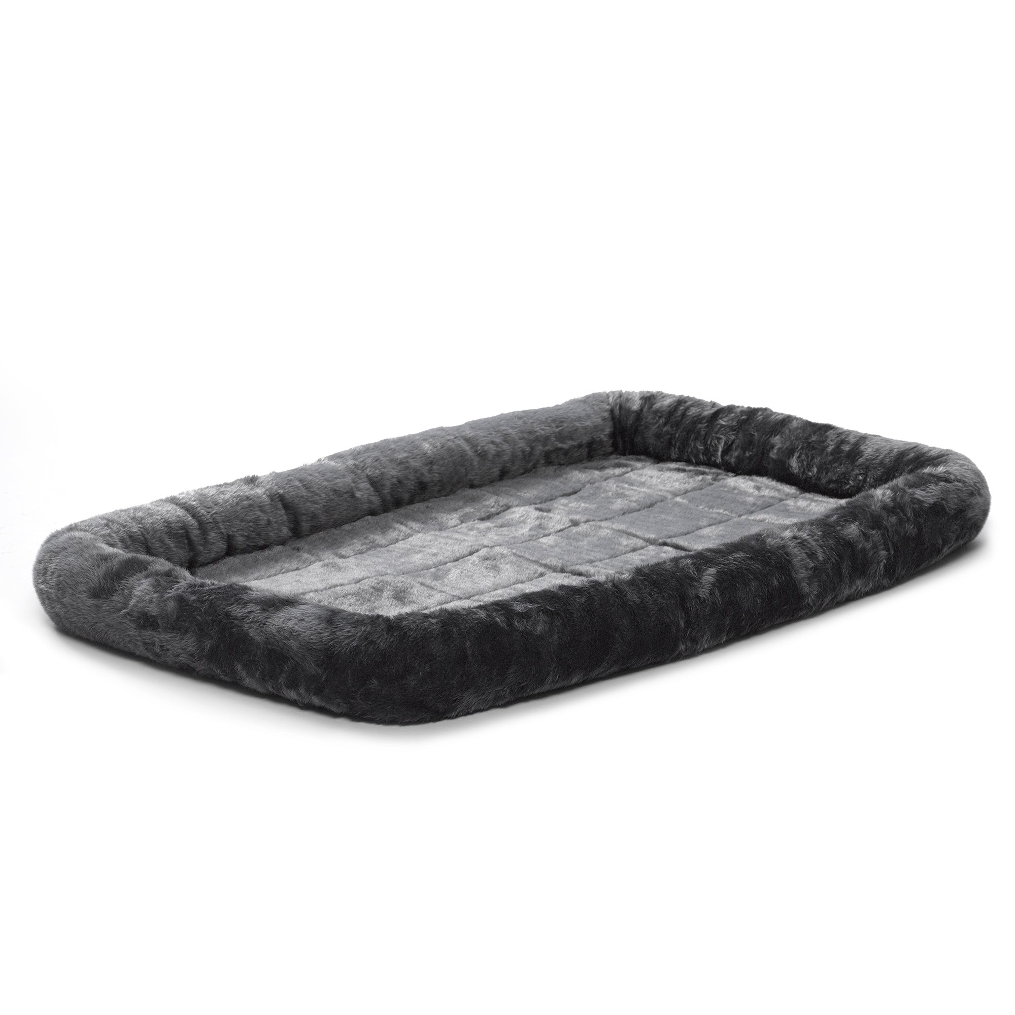 Midwest Homes Quite Time Fleece Machine Washable Rectangular Bolster Pet Bed or Crate Mat Gray XXL - L:48 X W:30 In