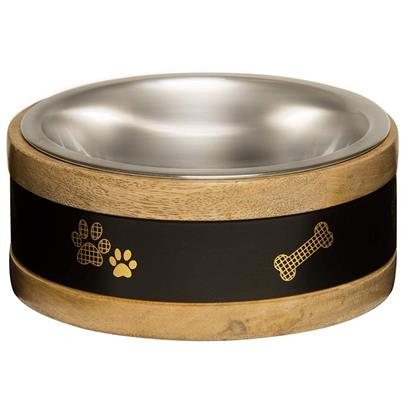 Loving Pets Stainless Steel and Natural Wood Cat and Dog Bowl - 1 Pint Default Title