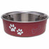 Loving Pets Bella Stainless Steel Cat and Dog Bowl Merlot Red Large