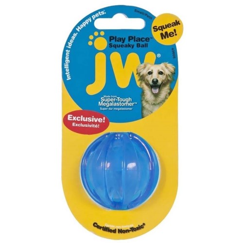 JW Pet Playspace Squeaky Ball Translucent Squeak and Fetch Durable Rubber Dog Toy - Assorted Color Small