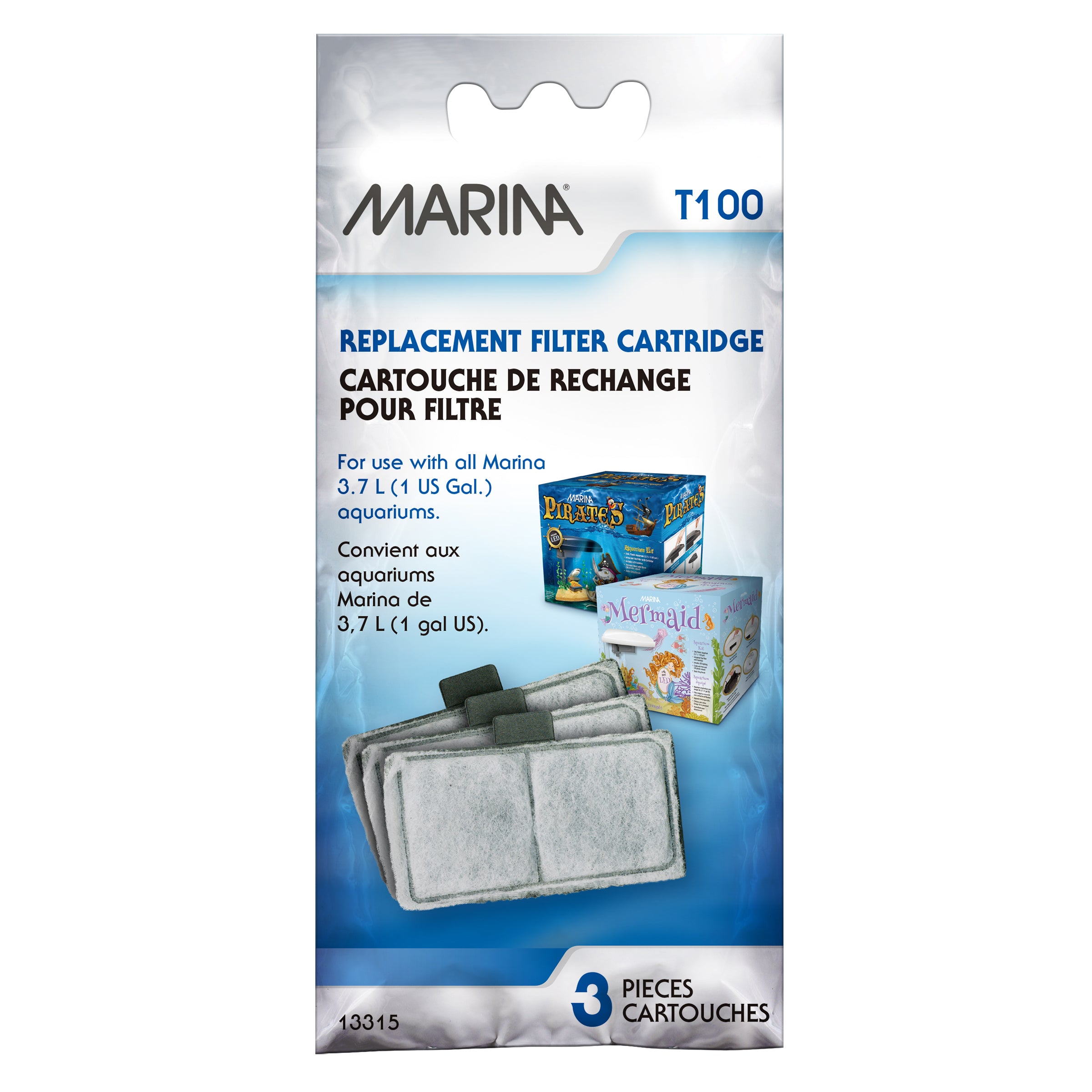 Hagen Marina T-100 Replacement Filter Cartridge for all Marina 1 Gallon Aquariums - 3 Pack