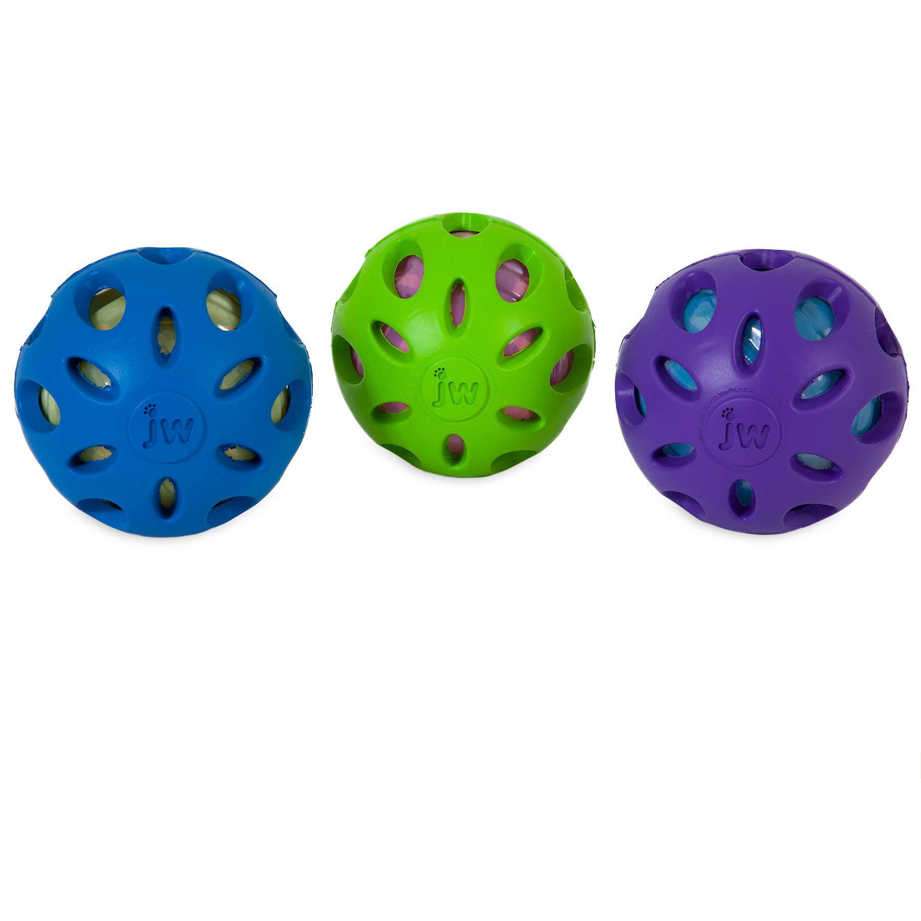 JW Pet Crackle Ball 2-in-1 Crunch and Fetch Nylon and Rubber Ball Dog Toy Large