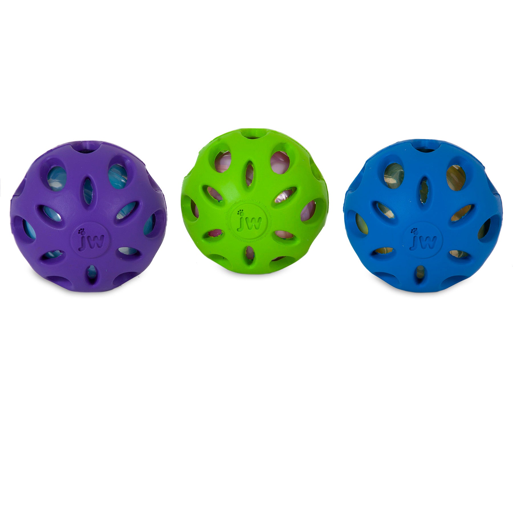 JW Pet Crackle Ball 2-in-1 Crunch and Fetch Nylon and Rubber Ball Dog Toy Medium