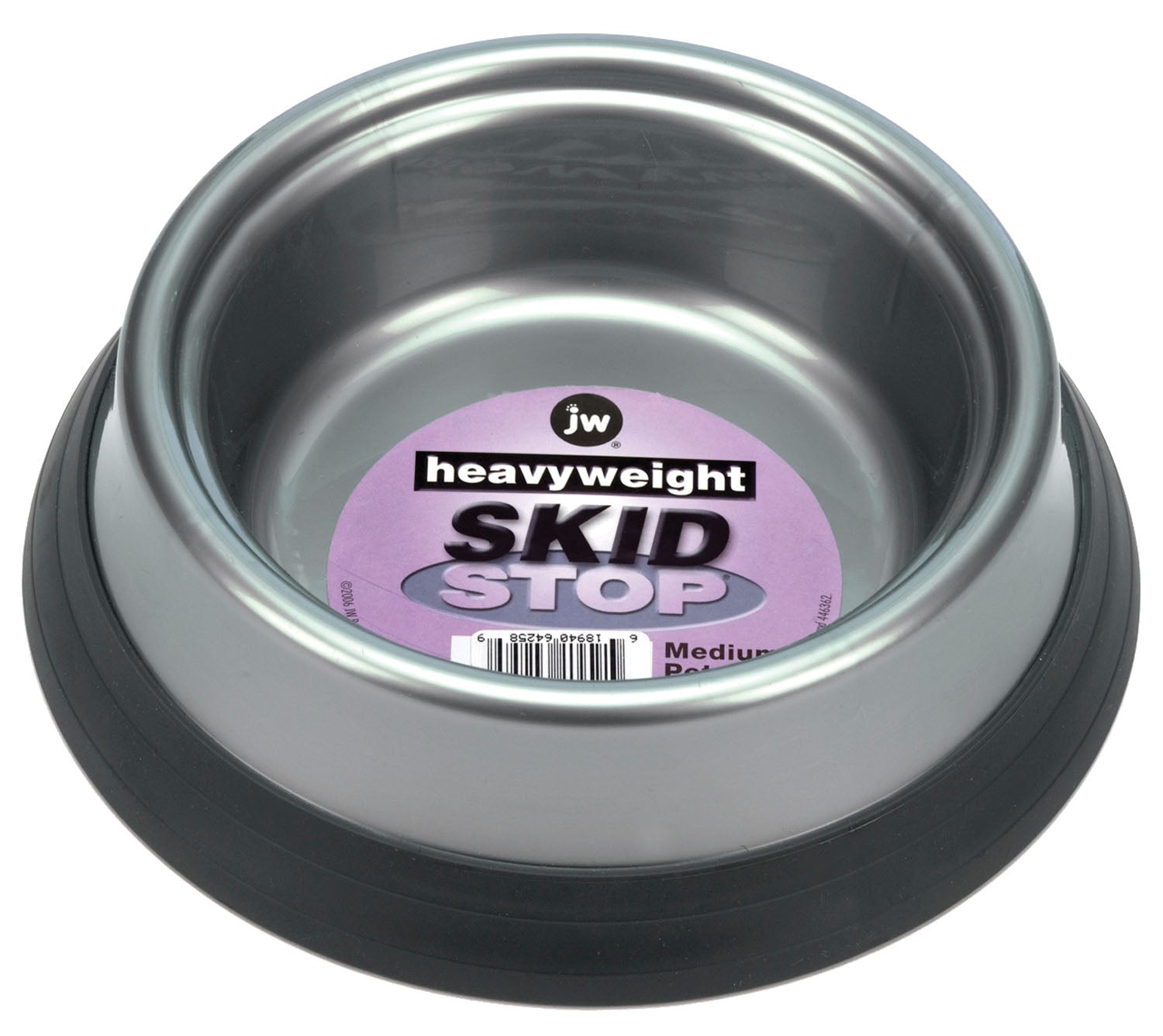 JW Pet SkidStop Heavyweight Durable Plastic and Anti-Skid Rubber Pet Bowl - Assorted Color Medium