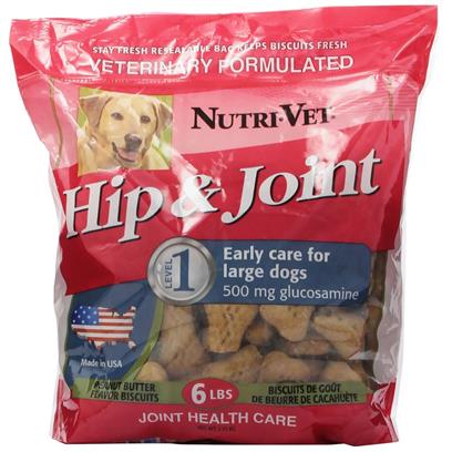 Nutri-Vet Hip and Joint Extra-Strength Peanut Butter Crunchy Dog Biscuits Treats - Large - 6 Lbs