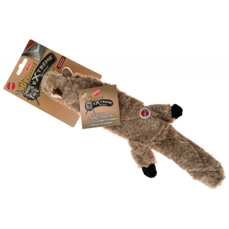 Ethical SPOT Skinneeez Extreme Stuffing-Free Quilted Squirrel Squeak and Soft Dog Toy Small - 14 Inch