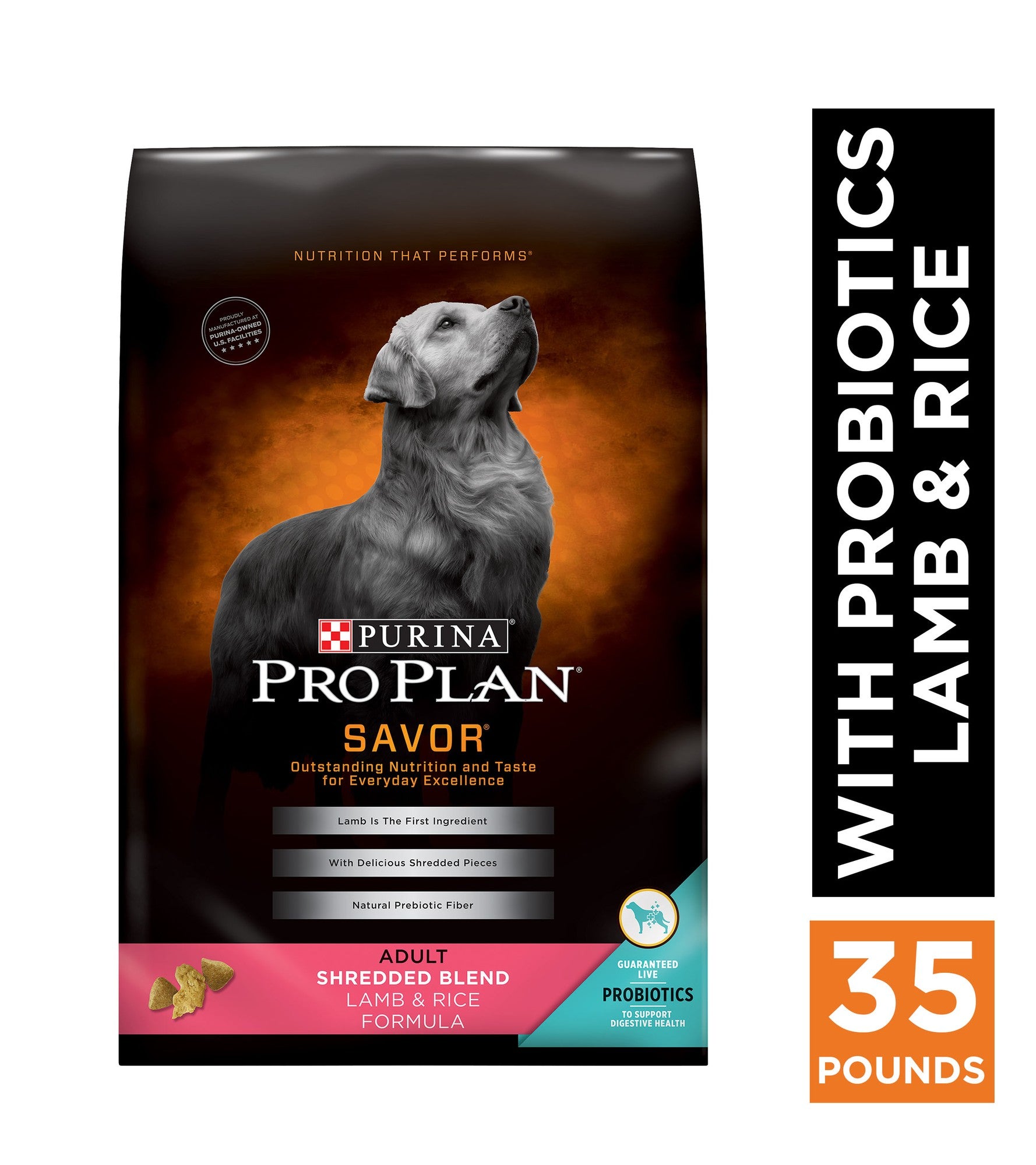 Purina Pro Plan Complete Essentials Shredded Blend High-Protein Lamb and Rice Adult Dry Dog Food 35 Pounds