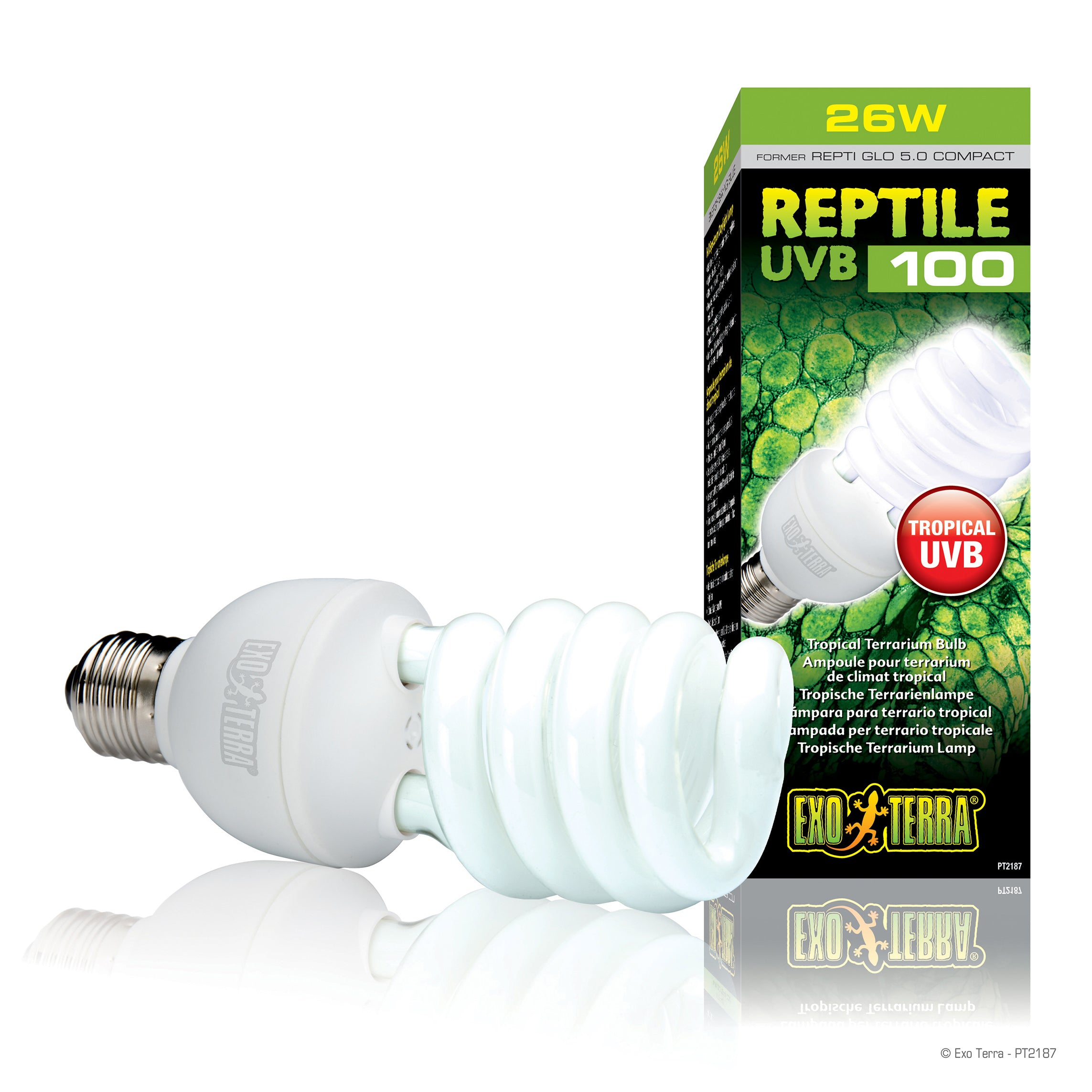Exo Terra Repti-Glo UVB100 Compact Fluorescent Tropical Terrarium Lamp Bulb 26 Watt